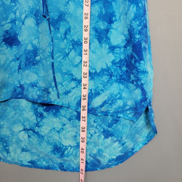 C&C California Cover Dress Womens M Blue Tye Dye Drawstring Short Sleeves New - Picture 11 of 14